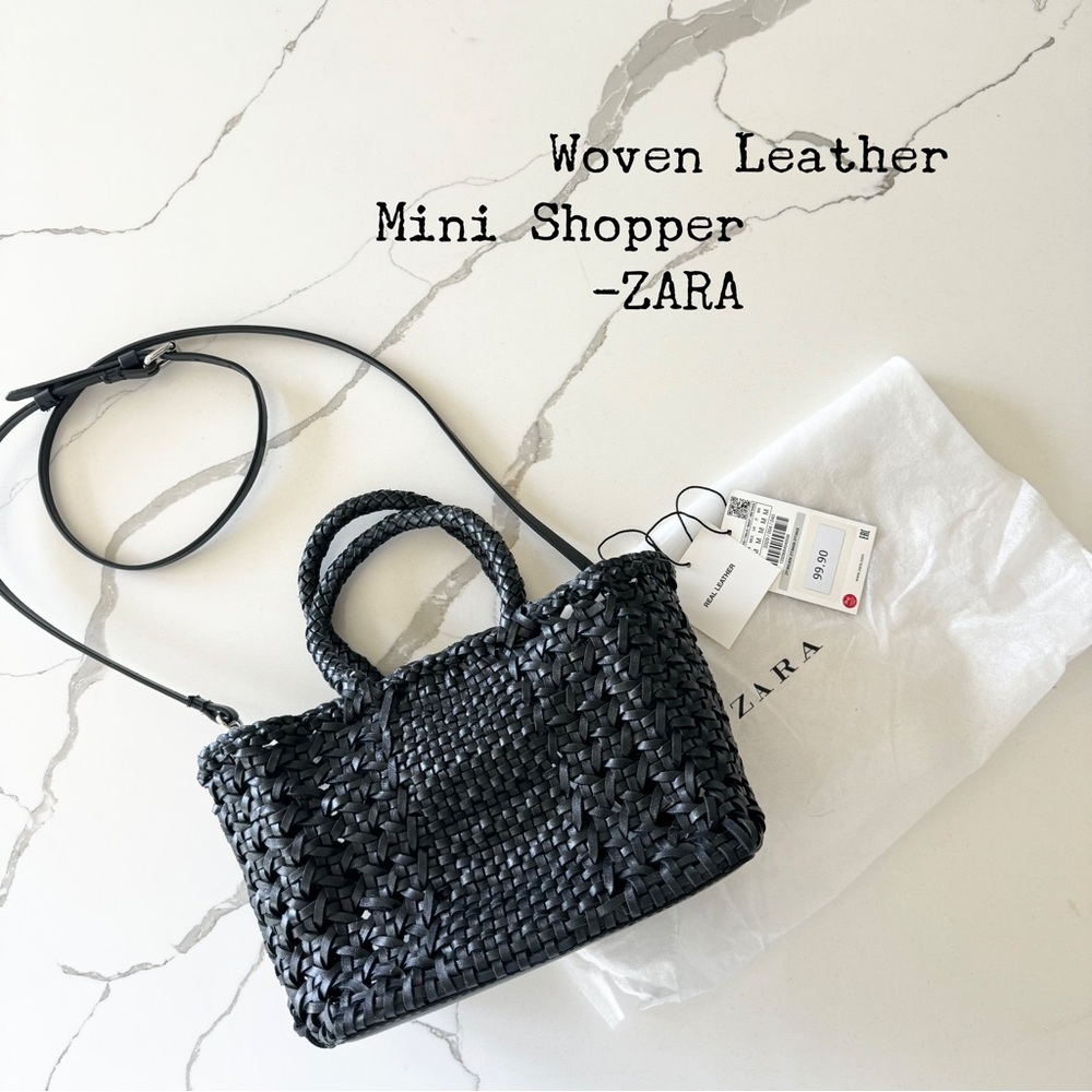 Black Woven Leather Mini Shopper by ZARA - NWT